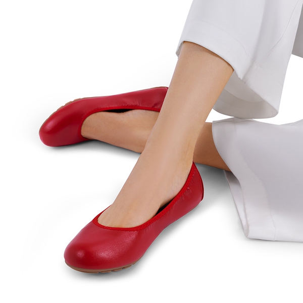 Women's Foldable Ballerina Flats - RED - 1