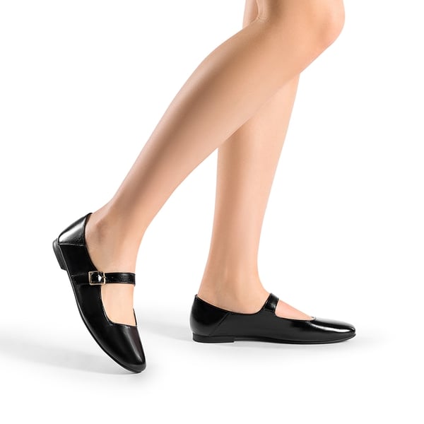 Women's Mary Jane Flats - BLACK-OILY - 1