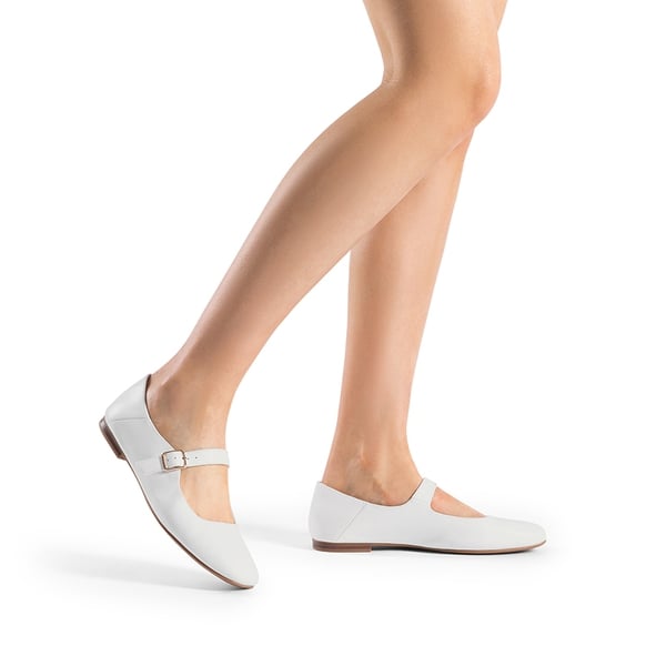 Women's Mary Jane Flats - WHITE - 1