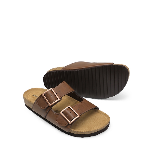 Women’s Double Strap Slide Sandals  - DARK BROWN - 5