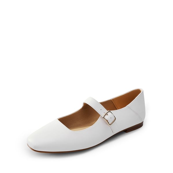 Women's Mary Jane Flats - WHITE -  0