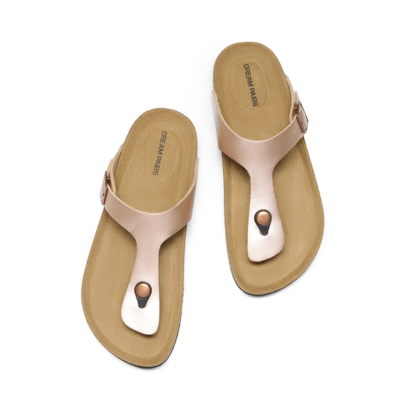 Women's Supportive Cork Flip Flops - ROSE GOLD - 8