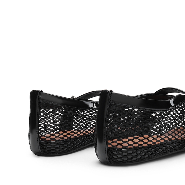  Women's Fishnet Ballet Flats - BLACK - 6
