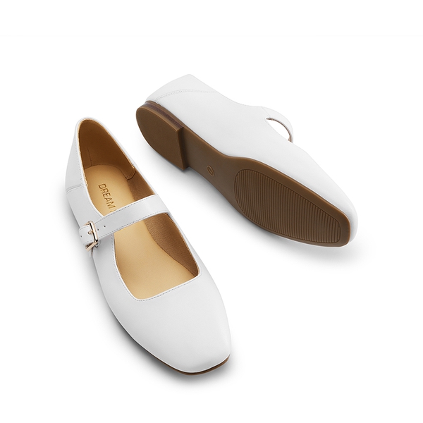 Women's Mary Jane Flats - WHITE - 5