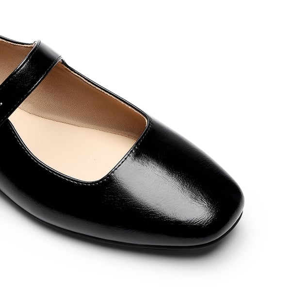 Women's Mary Jane Flats - BLACK-OILY - 6