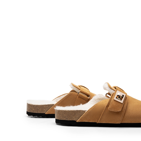  Women’s Slip-on Suede Clogs - BROWN-FURRY - 4