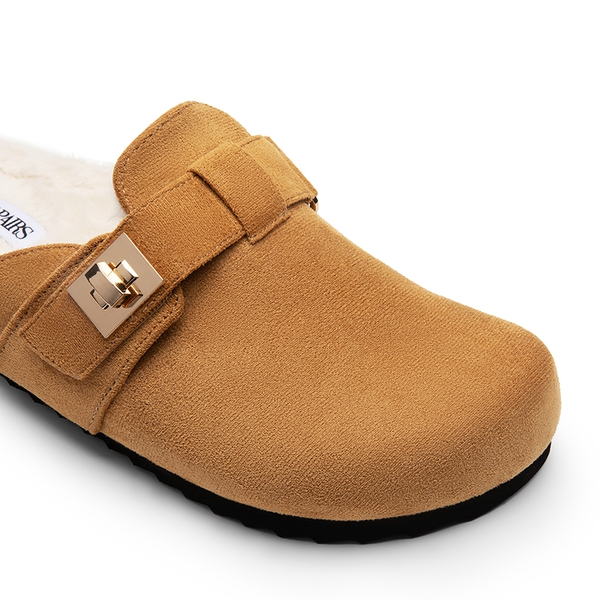  Women’s Slip-on Suede Clogs - BROWN-FURRY - 6