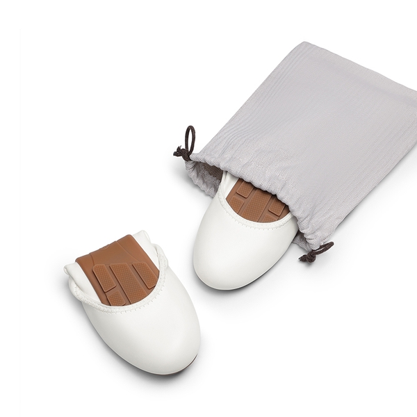 Women's Foldable Ballerina Flats - WHITE - 7