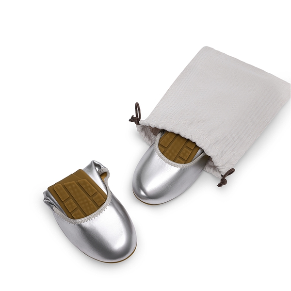 Women's Foldable Ballerina Flats - SILVER - 7
