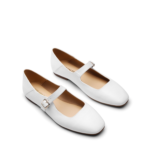 Women's Mary Jane Flats - WHITE - 4