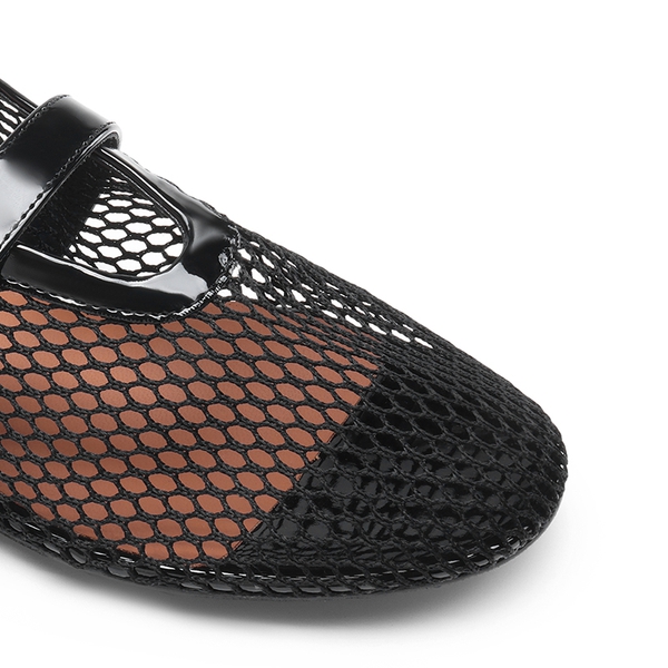  Women's Fishnet Ballet Flats - BLACK - 7