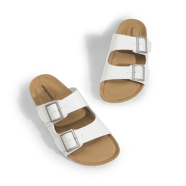 Women’s Double Strap Slide Sandals  - WHITE - 4