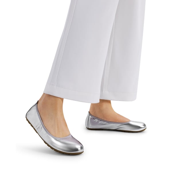 Women's Foldable Ballerina Flats - SILVER - 3