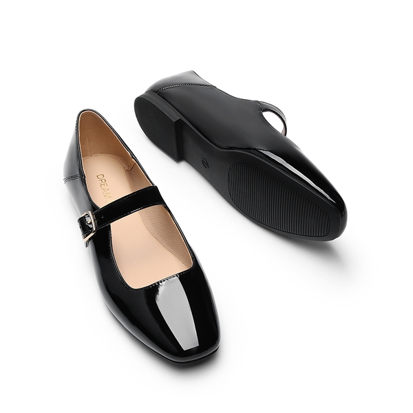 Women's Mary Jane Flats - BLACK-PAT - 3