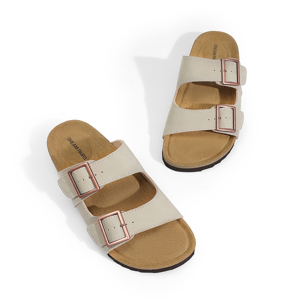 Women’s Double Strap Slide Sandals  - NATURAL - 4