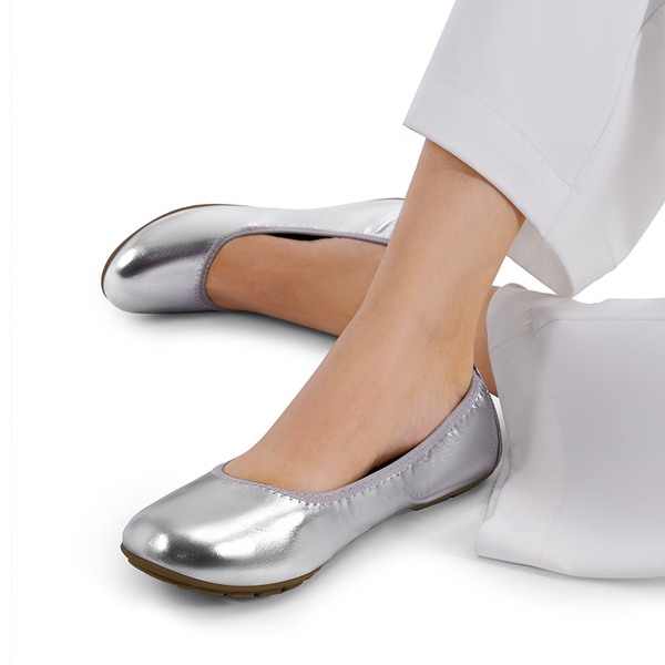 Women's Foldable Ballerina Flats - SILVER - 1