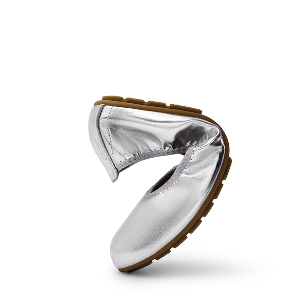 Women's Foldable Ballerina Flats - SILVER - 5