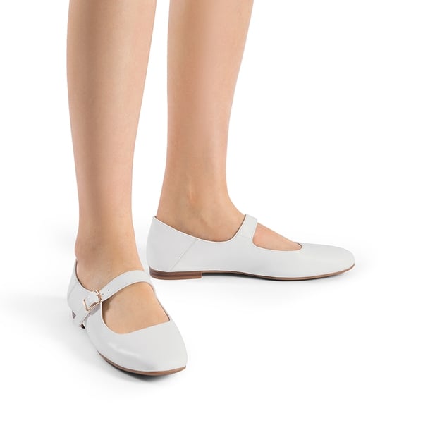 Women's Mary Jane Flats - WHITE - 2
