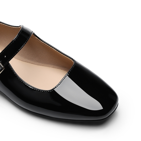 Women's Mary Jane Flats - BLACK-PAT - 4