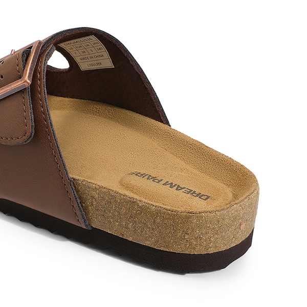 Women’s Double Strap Slide Sandals  - DARK BROWN - 7