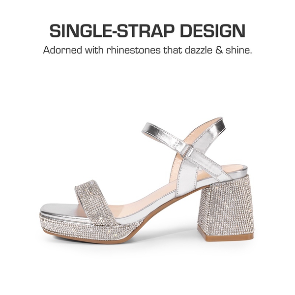 DREAM PAIRS Girls Sandals Open Toe Low Block Chunky Heels Sandals Party Dress Pumps Shoes for Little Big Kid - SILVER-METALLIC - 2