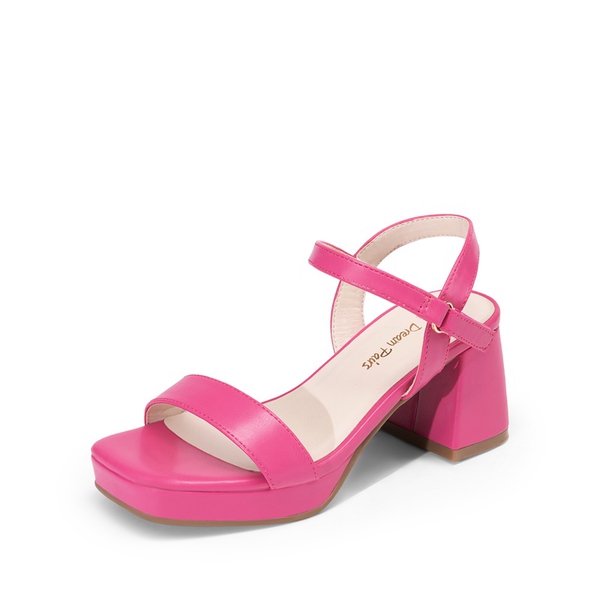 HOT PINK DREAM PAIRS Girls Sandals Open Toe Low Block Chunky Heels