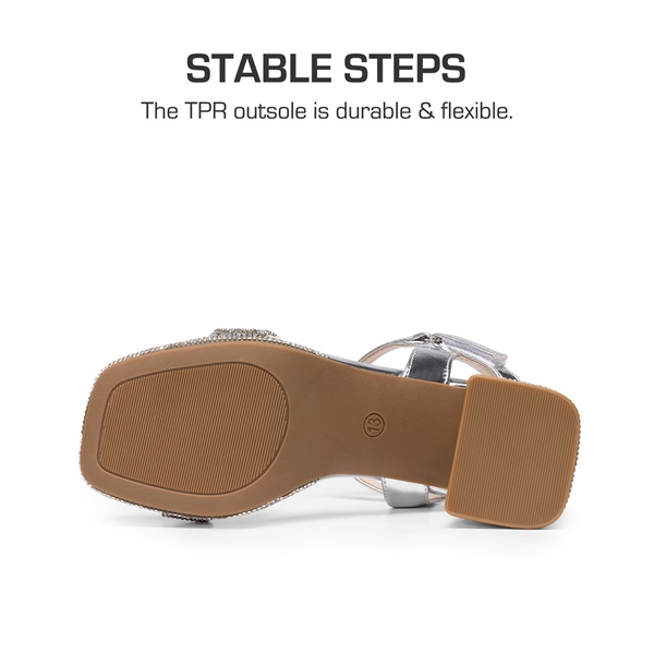 DREAM PAIRS Girls Sandals Open Toe Low Block Chunky Heels Sandals Party Dress Pumps Shoes for Little Big Kid - SILVER-METALLIC - 3