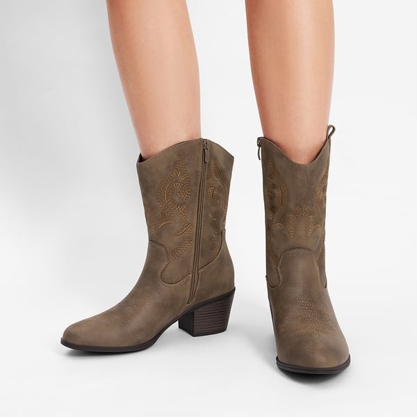 Women's Vintage Western Cowboy Boots - CAMEL - 1