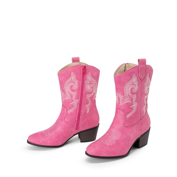 Women's Vintage Western Cowboy Boots - PINK - 5