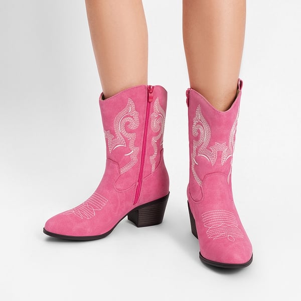 Women's Vintage Western Cowboy Boots - PINK - 2
