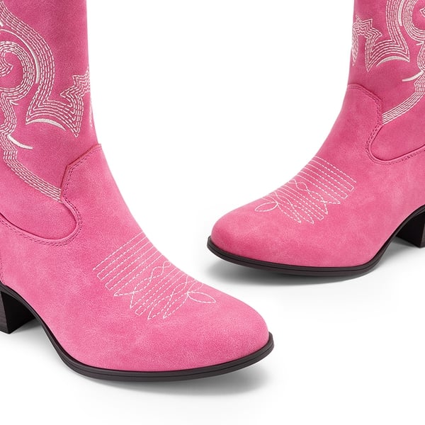 Women's Vintage Western Cowboy Boots - PINK - 6