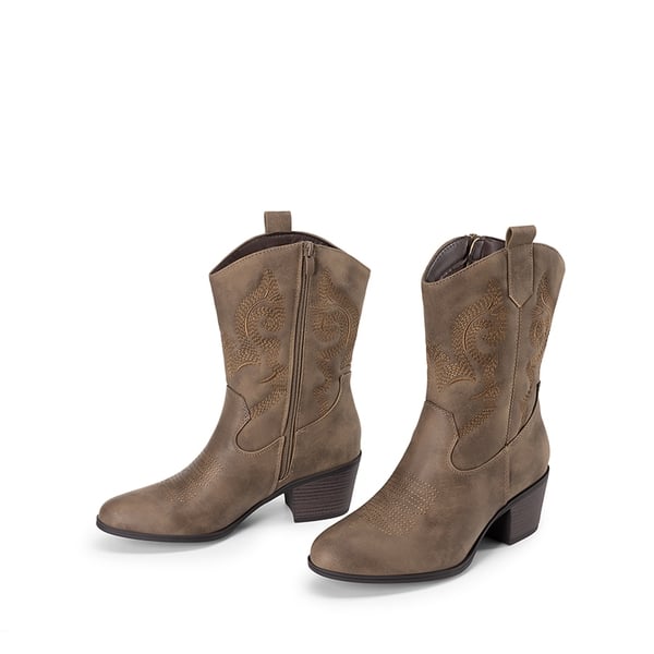 Women's Vintage Western Cowboy Boots - CAMEL - 5