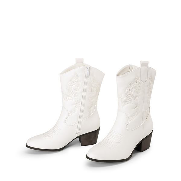 Women's Vintage Western Cowboy Boots - WHITE - 5
