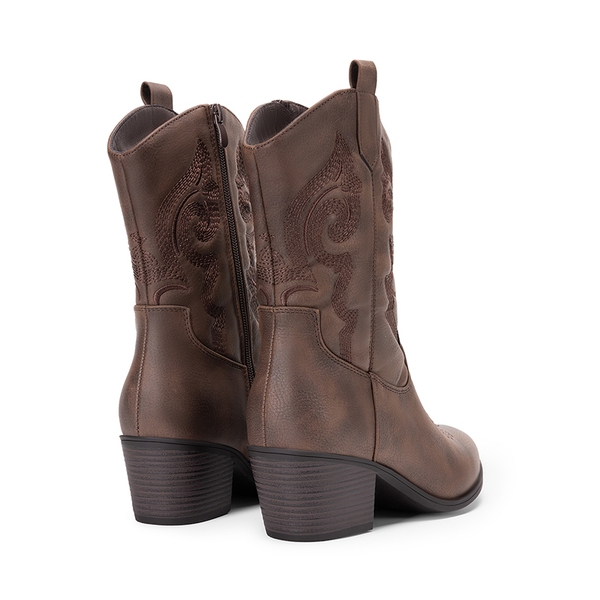 Women's Vintage Western Cowboy Boots - BROWN - 4