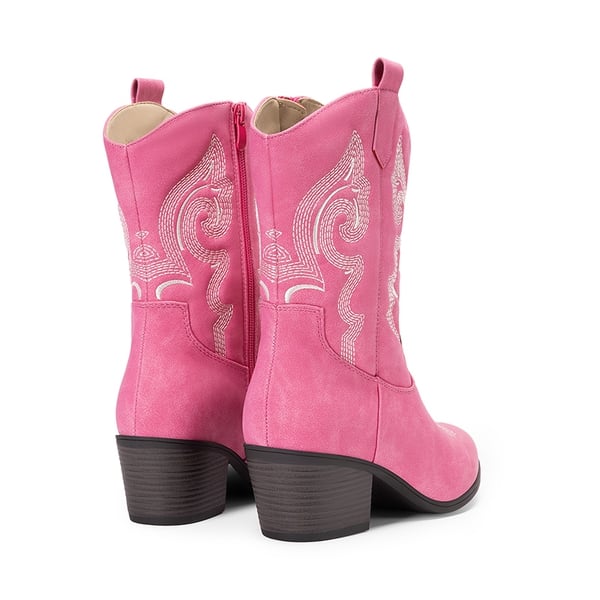 Women's Vintage Western Cowboy Boots - PINK - 4