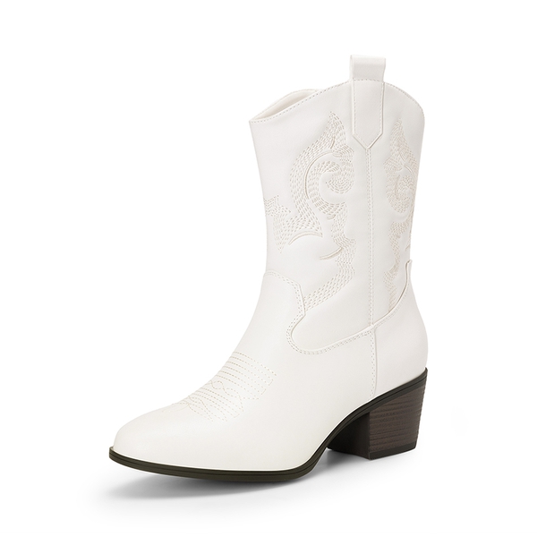Women's Vintage Western Cowboy Boots - WHITE -  0