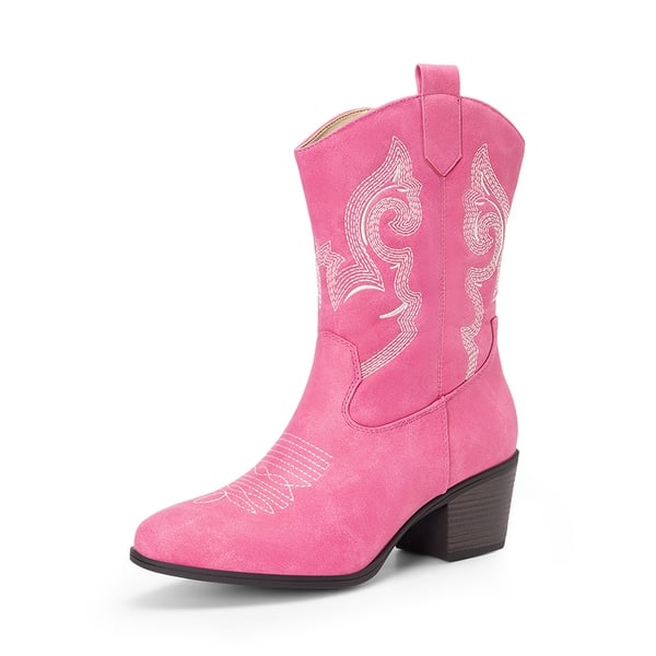 Women's Vintage Western Cowboy Boots - PINK -  0