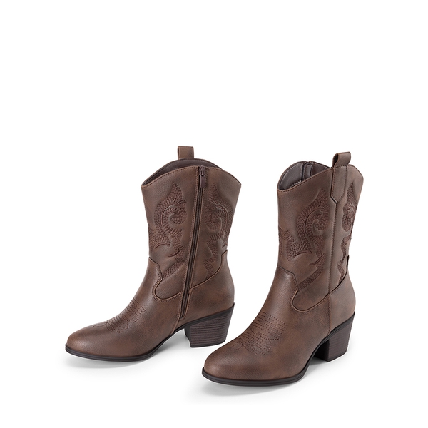 Women's Vintage Western Cowboy Boots - BROWN - 5