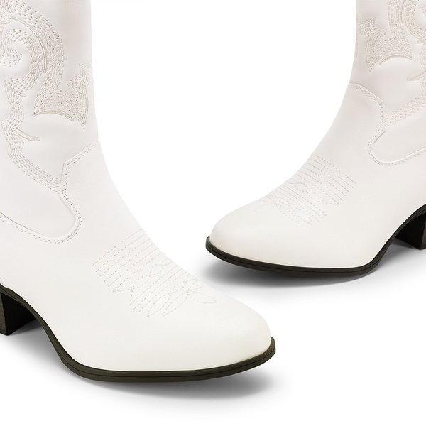 Women's Vintage Western Cowboy Boots - WHITE - 6