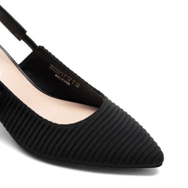 Women's Slingback Kitten Heel Pumps.  - BLACK - 6