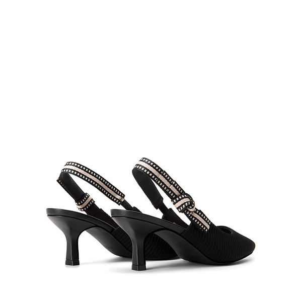Women's Slingback Kitten Heel Pumps.  - BLACK - 4