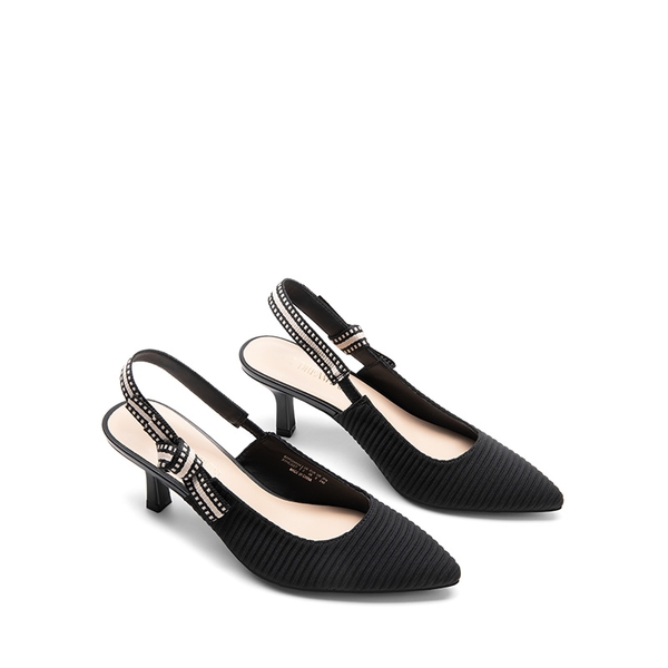 Women's Slingback Kitten Heel Pumps.  - BLACK - 5