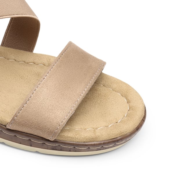 Strappy Criss Cross Flat Sandals - NUDE - 7