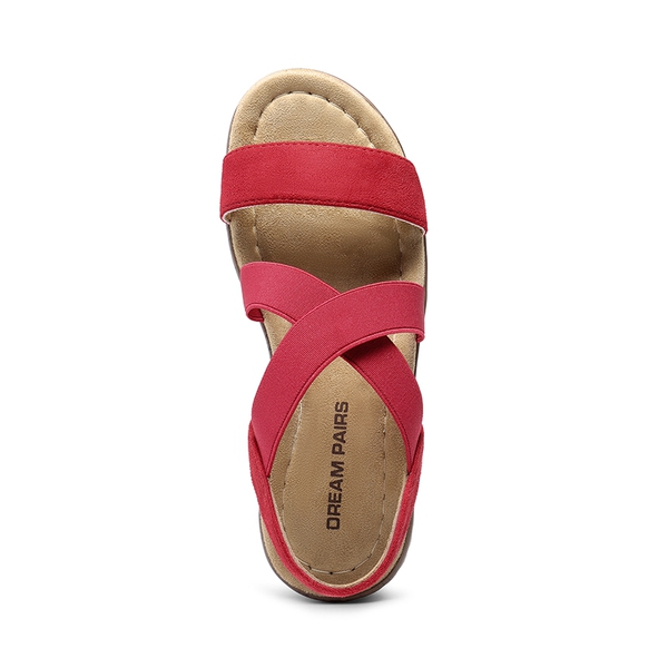 Strappy Criss Cross Flat Sandals - RED - 4