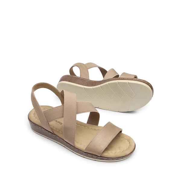 Strappy Criss Cross Flat Sandals - NUDE - 5