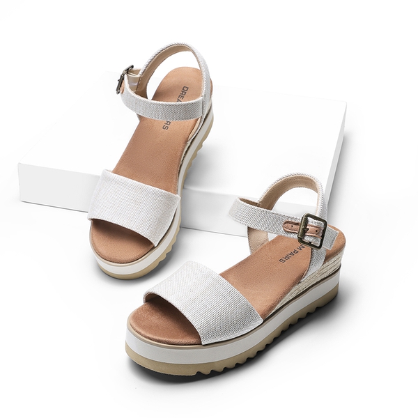 Espadrille Platform Wedge Sandals - NATURAL-CANVAS - 7