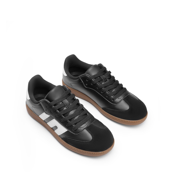 Retro-Inspired Chic Low-Top Sneakers - BLACK - 4