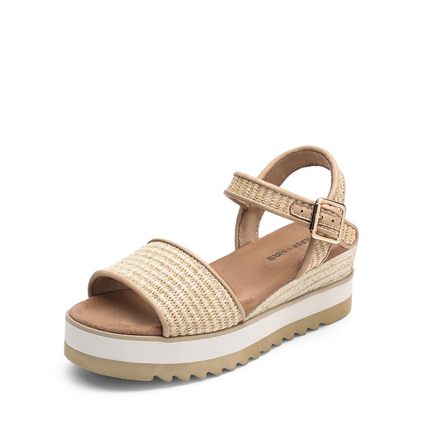 Espadrille Platform Wedge Sandals - NATURAL-RAFFIA -  0