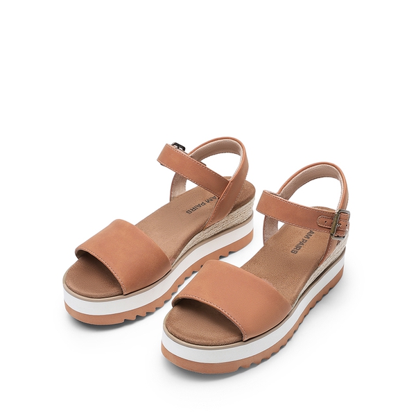 Espadrille Platform Wedge Sandals - TAN - 5