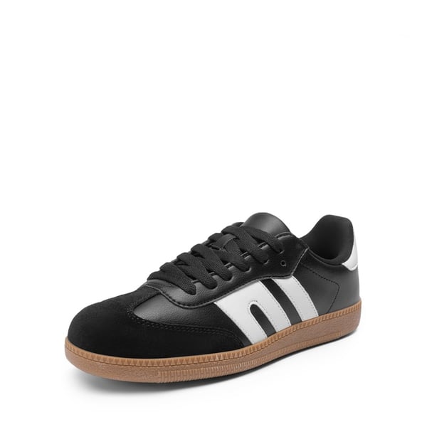 Retro-Inspired Chic Low-Top Sneakers - BLACK -  0
